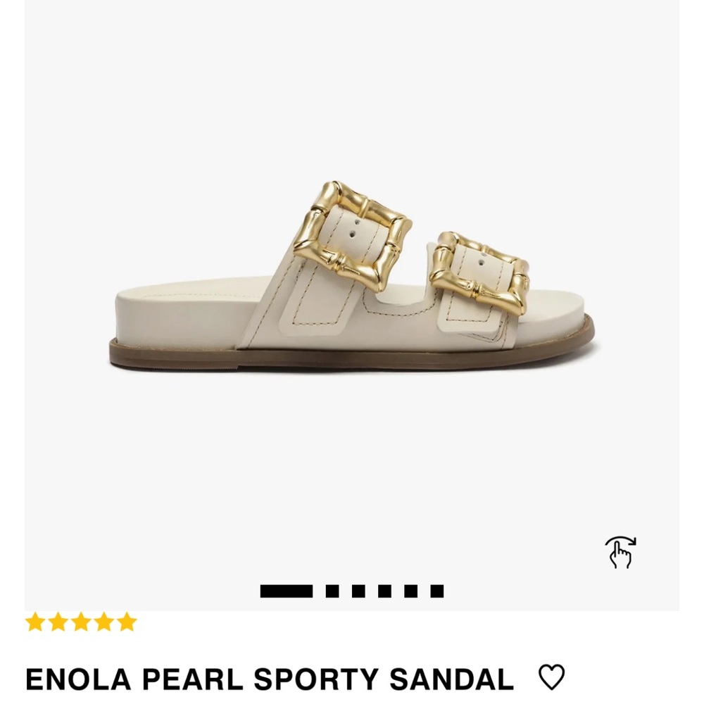 SCHUTZ Cream Slide Sandal with Gold Buckles